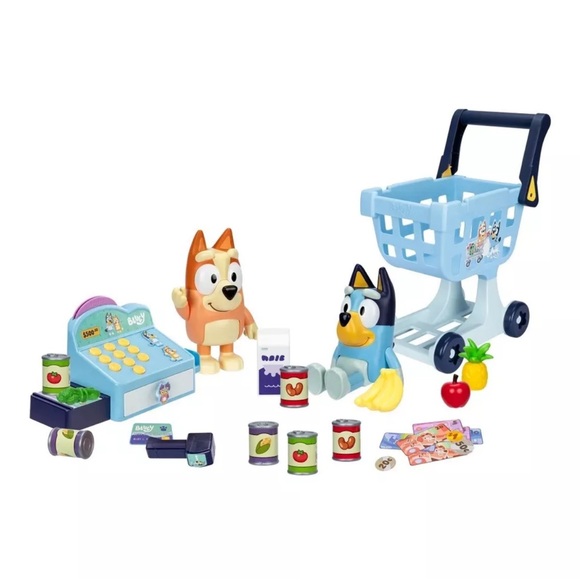 Bluey My Size Shopping Cart & Register 26 Pc Set 10" Bluey 9" Bingo - Picture 4 of 4